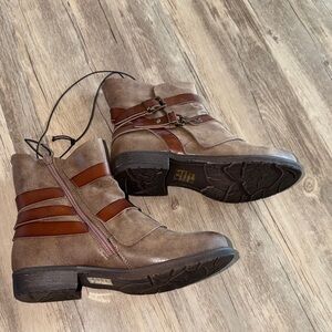 Women’s Brown Ankle Boots with Strap Detail